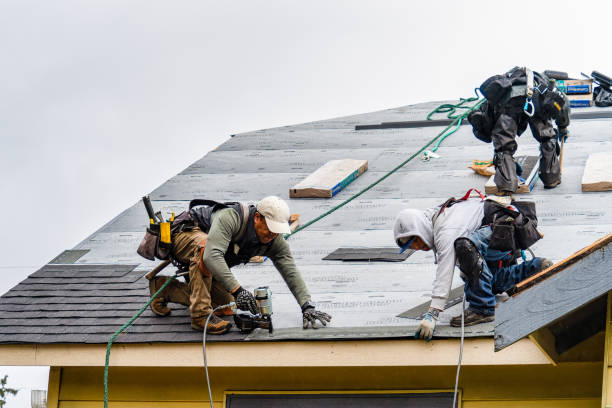 Professional Gutter Installation technician working in Martindale, TX
